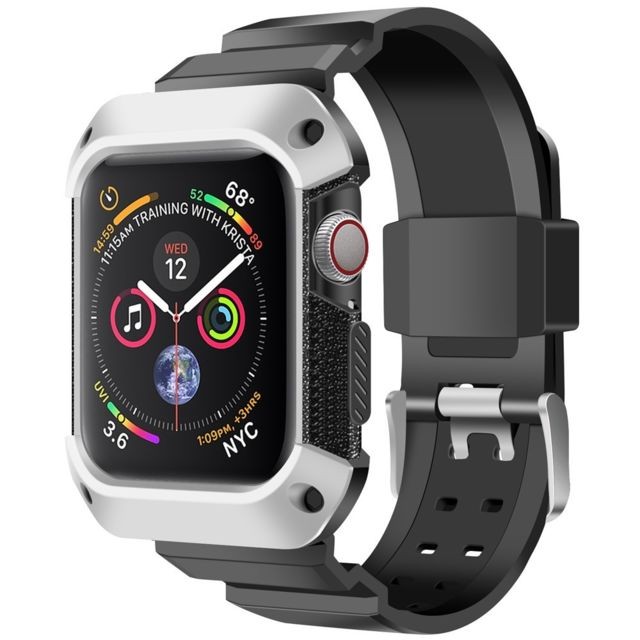 Wewoo - Pour Apple Watch 5/4 Générations 44mm Bracelet de Galvanoplastie Intégré Universel Argent + Noir Wewoo  - Montre et bracelet connectés