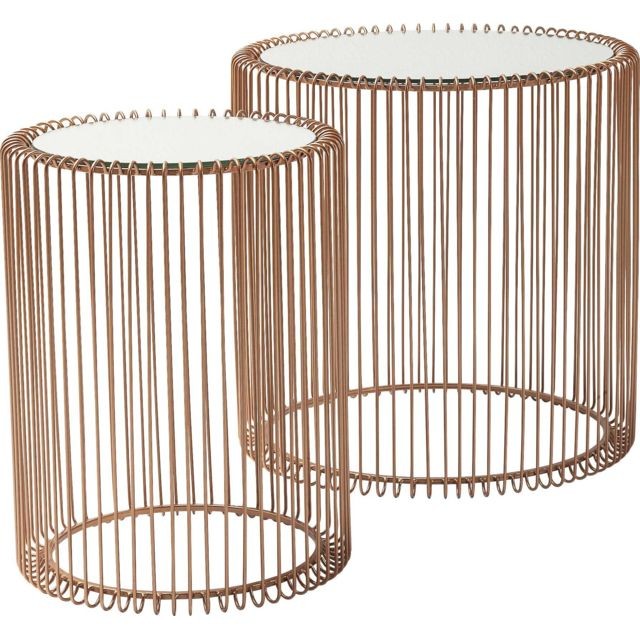 Karedesign - Tables d'appoint rondes Wire cuivre set de 2 Kare Design - Tables d'appoint Ronde