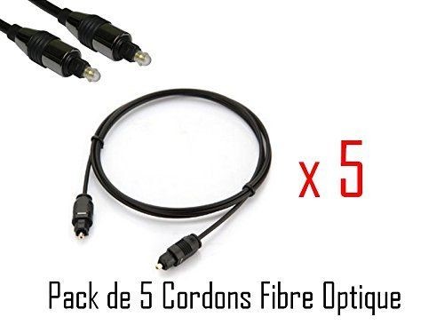 Câble Optique Cabling CABLING  Pack 5 x Câble optique 1.80m - adapté pour la PS3 - Sky - Sky HD - LCD - LED, Plasma - Blu-ray - Home Cinéma - AV ampères