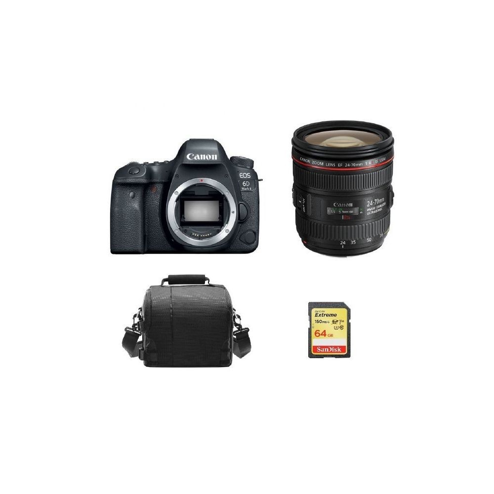 Canon CANON EOS 6D II KIT EF 24-70mm F4L IS USM + 64GB SD card + camera Bag