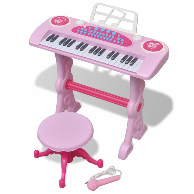 Vidaxl - vidaXL Piano avec 37 touches et tabouret/microphone jouet pour enfants Rose - Jeux artistiques