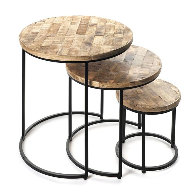 Nouvomeuble - Table d'appoint bois et métal moderne LEONIDAS Nouvomeuble   - Nouvomeuble