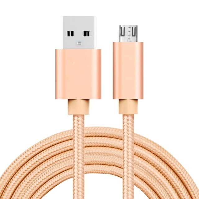 Wewoo - Câble or pour Samsung Galaxy S6 / S6 Edge / S6 Edge + / Note 5 Edge, HTC, Sony, Longueur: 2m 3A Woven Style Métal Tête Micro USB vers USB Données / Chargeur Wewoo  - Chargeur Universel Wewoo