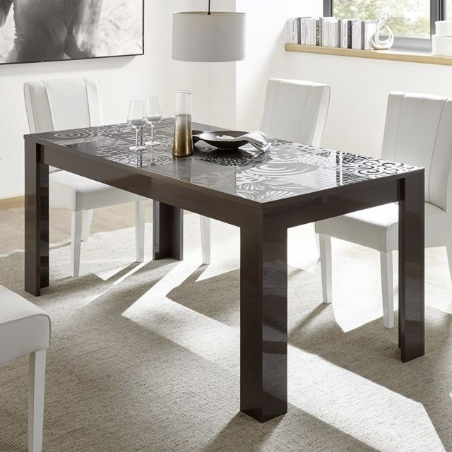 Kasalinea - Table avec rallonge 180 cm gris laqué design NERINA 2 - Kasalinea