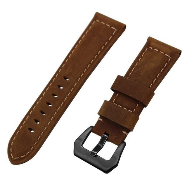 Wewoo - Bracelet pour montre connectée Grande boucle noire en cuir givré de Huawei Watch GT / 2 Pro brun foncé - Bracelet connecté