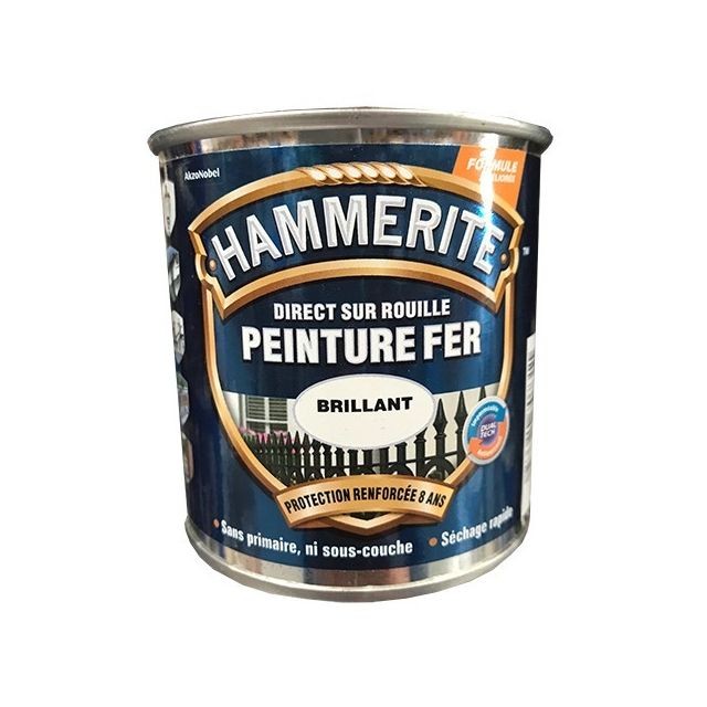 Hammerite - HAMMERITE Peinture Fer Direct sur Rouille Blanc Brillant - Peinture extérieure