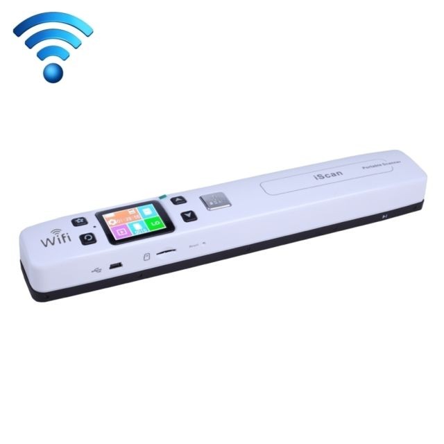Scanner Wewoo Scanner portable blanc tenu dans la main portatif de document mobile de double rouleau de iScan02 WiFi avec l'affichage à LED, appui 1050DPI / 600DPI / 300DPI / PDF / JPG / TF