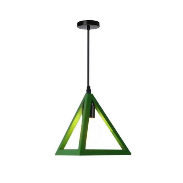 Stoex - Vert Lustre suspension industrielle cage forme triangulaire fer abat-jour luminaire pour salon salle à Manger suisine bar Stoex - Lustre noir Suspensions, lustres
