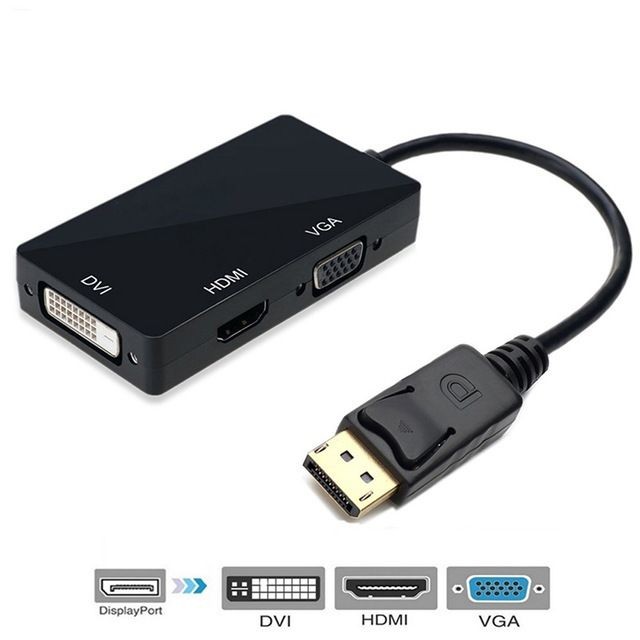 Cabling - CABLING® adaptateur DisplayPort Mâle vers HDMI VGA DVI(24+1) Femelle Adaptateur DP Résolution 4K et 1080P pour PC, Noir - Câble Ecran - DVI et VGA