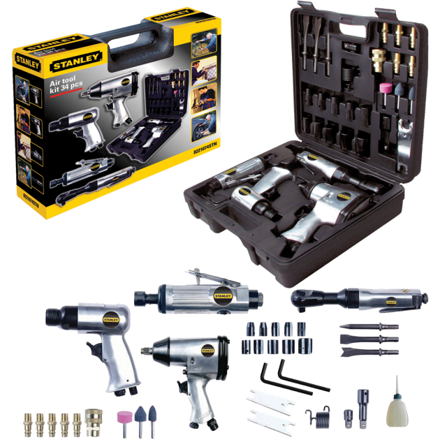 Stanley - Kit d'outils pneumatiques + accessoires 34 pièces  - Fixation