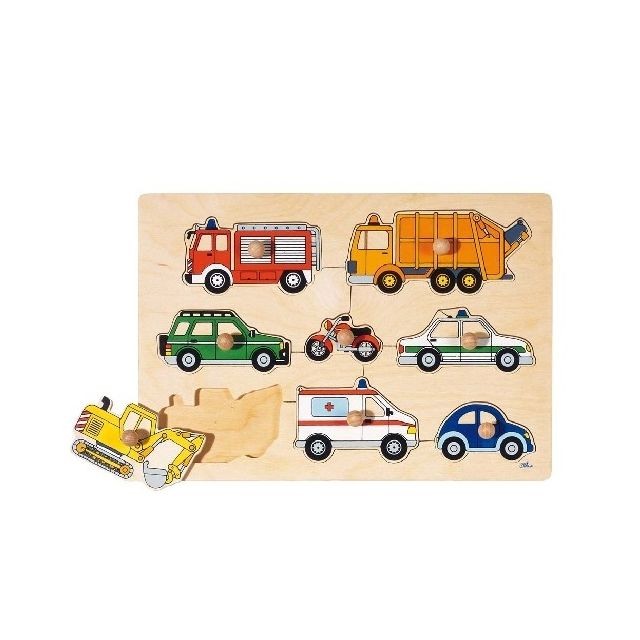 Goki - Puzzle à boutons Moyens de transport 8 éléments - GOKI Goki  - Jouets 1er âge Goki