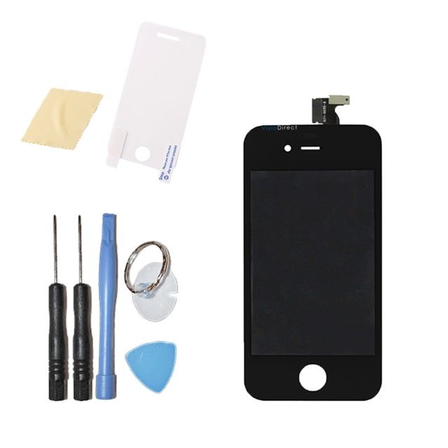Visiodirect - Vitre tactile ecran LCD sur chassis pour iPhone 4 noir + film protecteur - Protection ecran iphone 4
