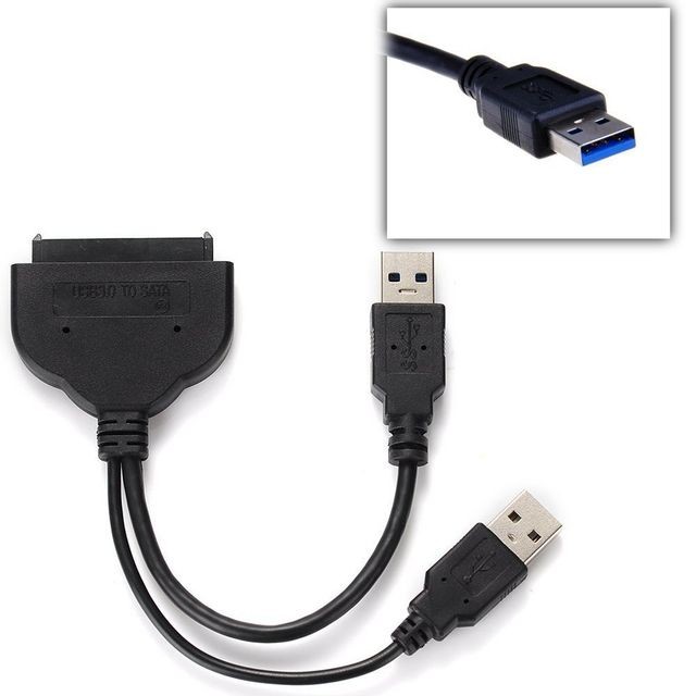 Câble USB Cabling CABLING  Câble Adapteur USB 3.0 to SATA 7+15 22 Pin pour 2.5"" HDD Disque Dur