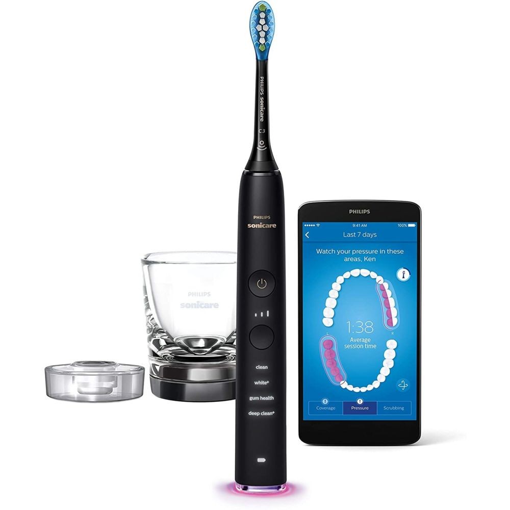 Philips brosse à dents électrique rechargeable Smart Connectée via App et Tête Intelligente noir