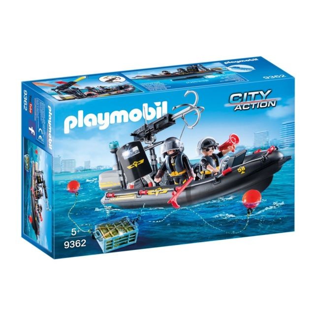 Playmobil - PLAYMOBIL 9362 City Action - Bateau pneumatique et policiers d'élite - Playmobil