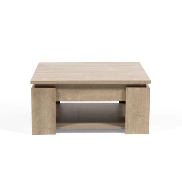 marque generique - Table basse carrée en bois à double plateau Longueur 80 cm SEGUR - Chêne champagne marque generique  - Table segur