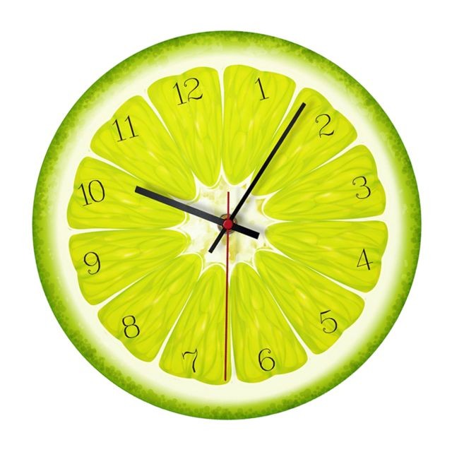 marque generique Horloge murale en acrylique pour fruits LiivnG Room Decor Lemon