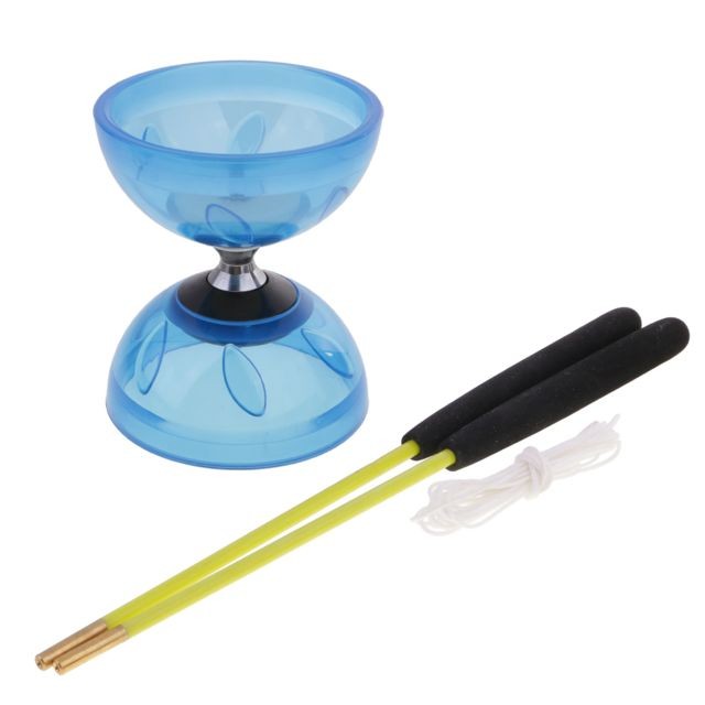 marque generique - Jouets diabolo de jonglerie à triple palier avec bâtons et ficelle 13 cm de diamètre bleu marque generique  - Jeu de ficelle