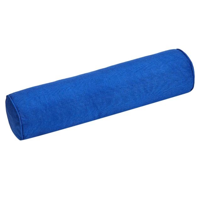 Literie de relaxation Oreiller de soutien lombaire cylindrique en lin de coton de couleur unie, bleu foncé