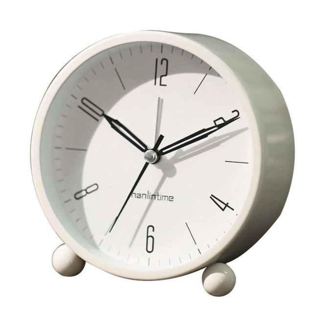 Réveil européenne ronde batterie réveil bureau table de chevet horloges décor blanc