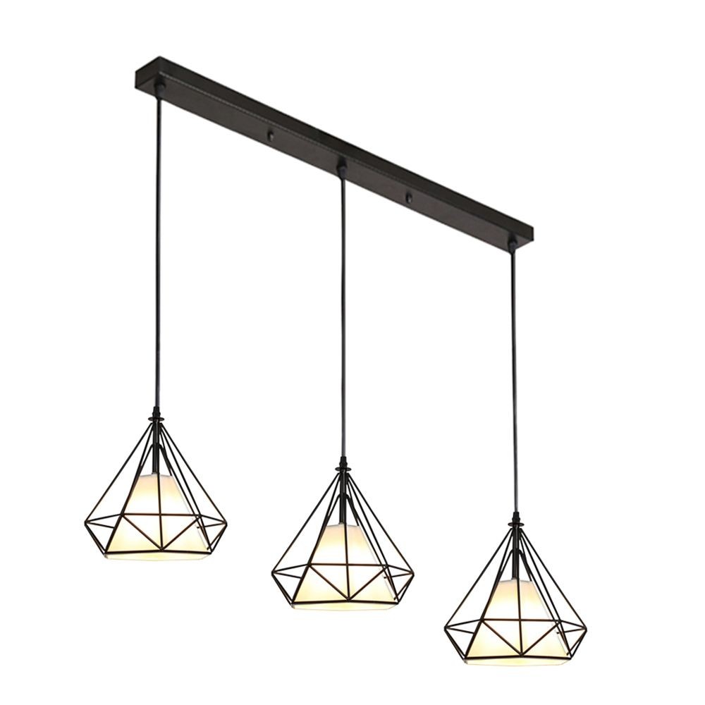 lustre suspension luminaire industrielle géométrie nid cage diamant noir,lampe de plafond vintage abat-jour pour restaurant bar café
