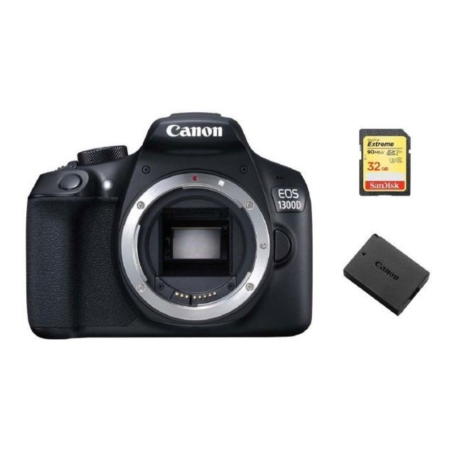 Canon - CANON EOS 1300D Body + 32GB SD card + LP-E10 Battery Canon  - Eos 1300d