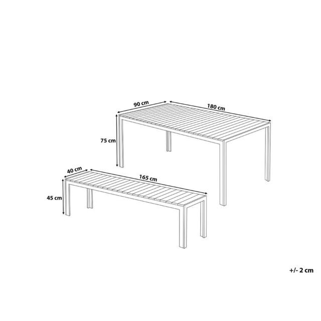 Beliani Table de jardin et bancs en bois composite gris 180 cm NARDO
