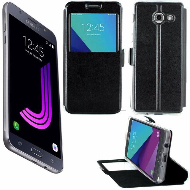 Autres accessoires smartphone Inexstart Etui Rabattable Simili Cuir Noir et Ouverture Ecran pour Samsung Galaxy J7 2017