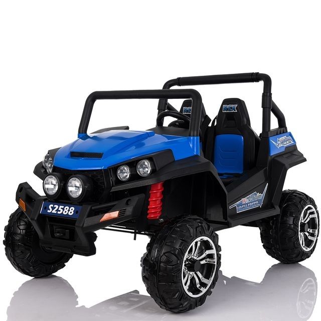 Véhicule électrique pour enfant Voiture Electrique Grand 4x4 buggy voiture électrique enfant 2 places pneus EVA 24V Bleu