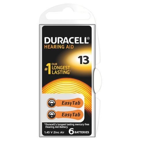 Piles rechargeables Duracell Blister 6 piles Duracell pour Appareil Auditif DA13