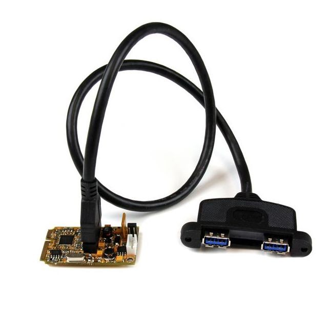 Lecteur carte mémoire Startech StarTech.com Carte Contrôleur Mini PCI Express 2 ports USB 3.0 avec Support UASP et Kit de Supports