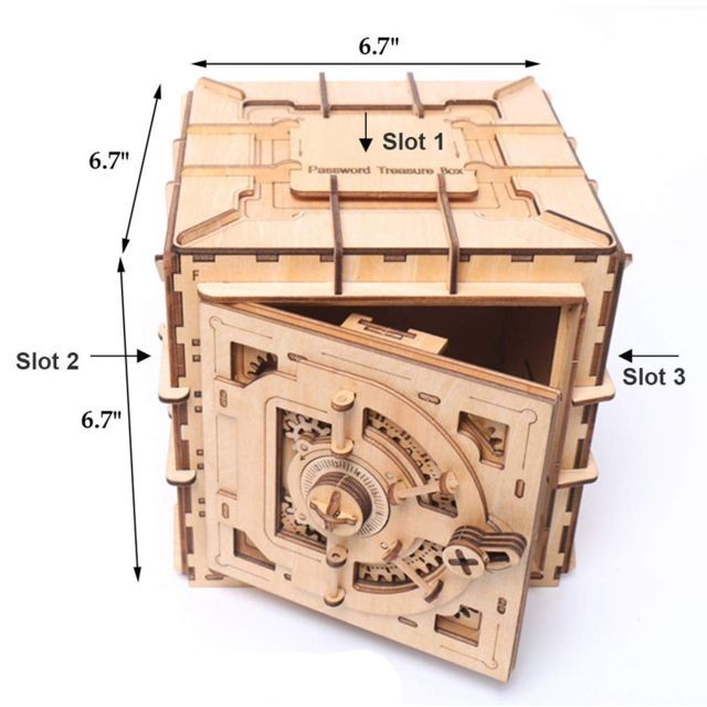 Generic - Mécanique 3D Puzzle en bois Safe Kit banques argent en bois Casse-tête Jeu IQ - Poupées