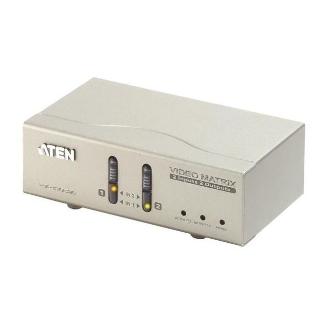 Câble Ecran - DVI et VGA Aten Matrice VGA 2 entrées 2 écrans + audio ATEN (VS-0202)