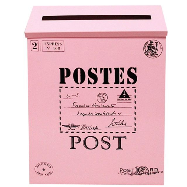 marque generique Boîte aux lettres galvanisée d'époque Boîte aux lettres Boîte aux lettres Porte-journal rose
