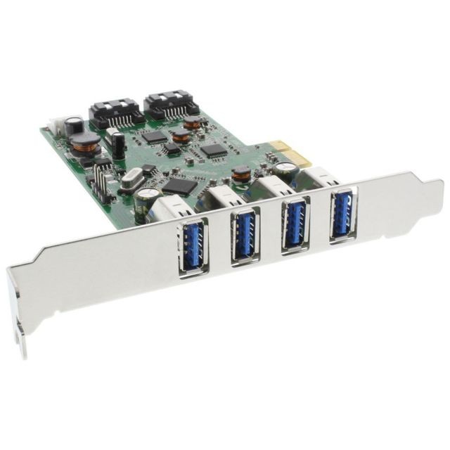Inline - Contrôleur hôte InLine® USB 3.0 + SATA PCIe 4x USB 3.0 + 2x SATA 6Gb / s Inline  - Marchand Stortle