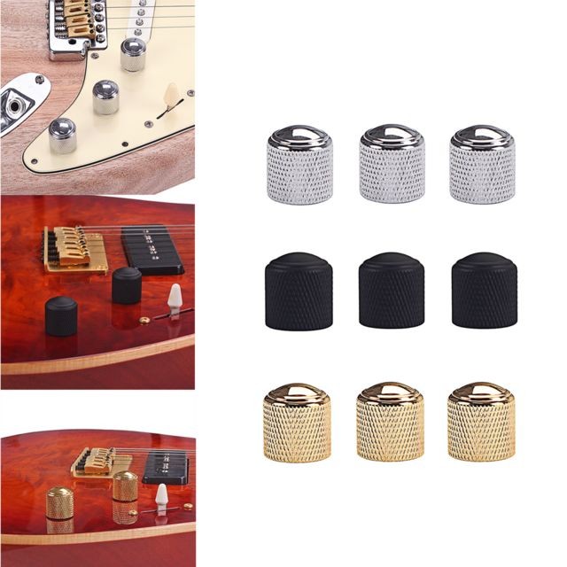 Accessoires instruments à cordes 3 pièces guitare électrique ton de basse volume boutons de commande en métal capuchon argent