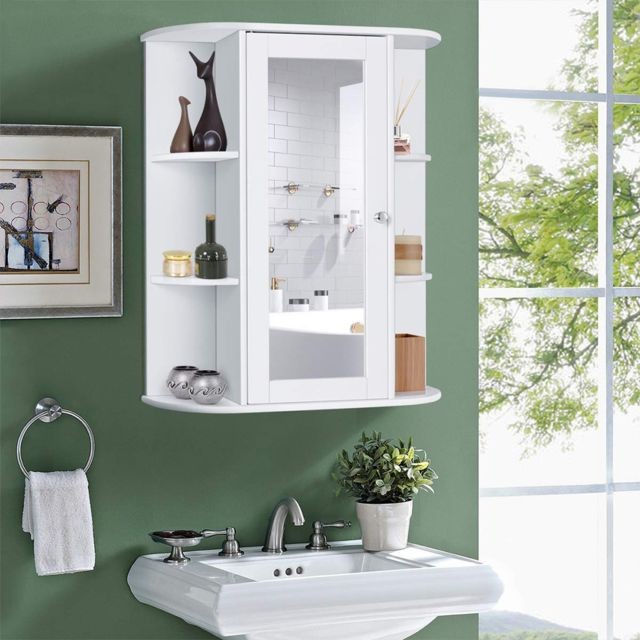 marque generique - Placard Murale Meuble avec Miroir et 3 étages pour Salle de Bain marque generique   - Salle de bain, toilettes