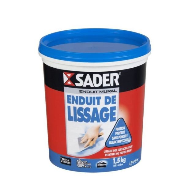 Peinture & enduit rénovation Sader SADER Pot Pâte Enduit Lissage Pret a l'emploi - 1,5kg
