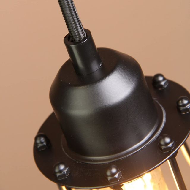 Stoex E27 Lampe Suspension Lustre Cage en fer Abat-jour Plafonnier Industriel Lustre Eclairage de Plafond Style Rétro Antique Vintage