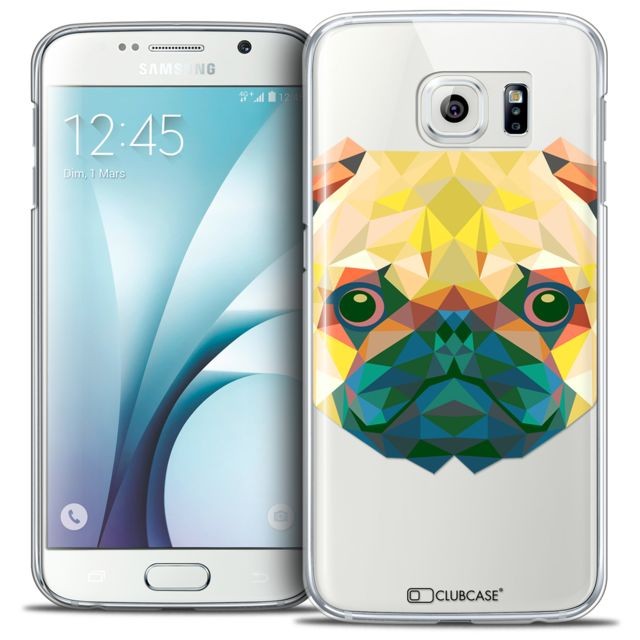 Caseink - Coque Housse Etui Galaxy S6 [Crystal HD Polygon Series Animal - Rigide - Ultra Fin - Imprimé en France] - Chien Caseink  - Polygon