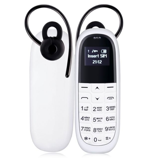 Wewoo - Mini Telephone portable blanc Mini Téléphone Mobile, Clavier Russe, Mains Libres Bluetooth Dialer Headphone, MTK6261DA, Anti-Perdu, SIM Unique, Réseau: 2G - Téléphone mobile