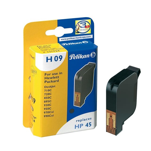 Pelikan -Cartouche d'encre pour HP 850 (51645A/ 45) - Noire  -930 pages Pelikan  - Pelikan