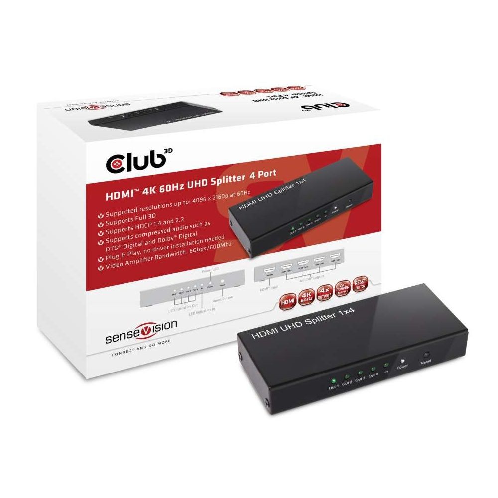 Club 3D CLUB3D HDMI 2.0 UHD Splitter 4 Ports
