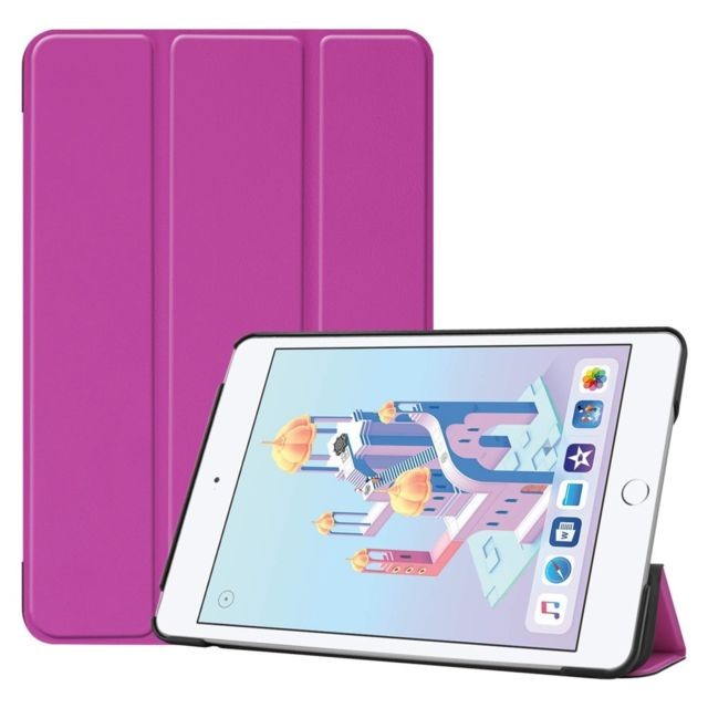 marque generique - Etui en PU réveil automatique/sommeil triples basculement de la béquille violet pour votre Apple iPad mini (2019) 7.9 pouces/mini 4 marque generique  - Accessoire Tablette