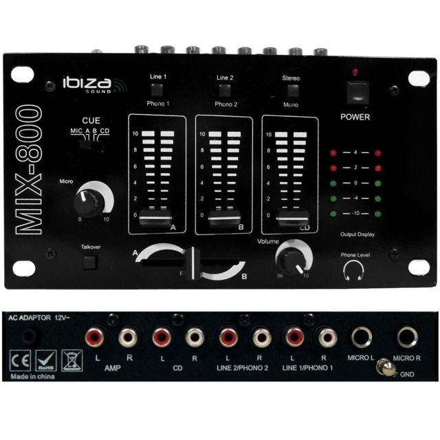 Ibiza Sound Pack table de mixage + casque + micro noir + jeu de lumière effet UFO