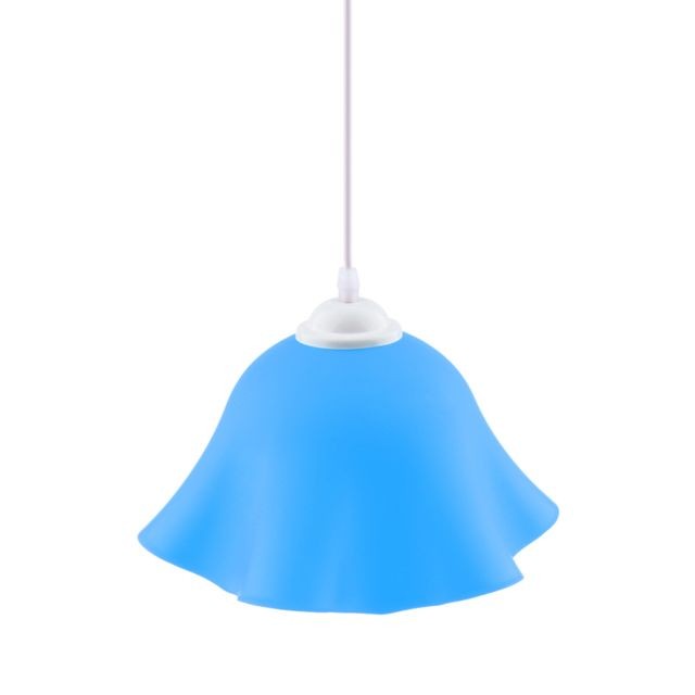 marque generique - Pendentif en plafond en forme de fleur moderne Lampe suspension Lustre bleu - Abats-jour