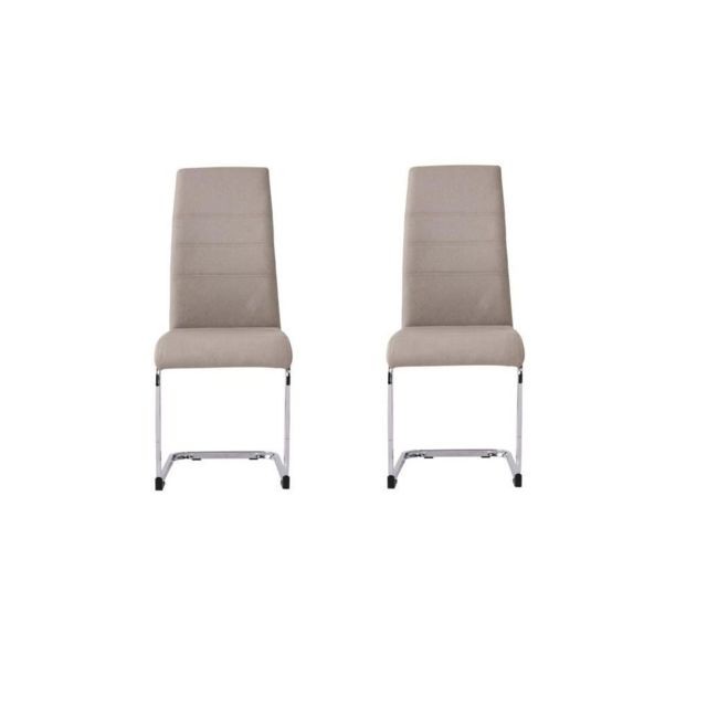 marque generique - JANE Lot de 2 chaises - Pied chromé - Tissu taupe - L 42 x P 56 x H 99 cm - Les grands classiques marque generique