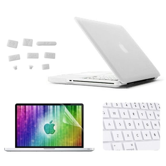 Wewoo - Housse Étui blanc pour MacBook Pro 13.3 pouces 4 en 1 Coque de protection en plastique dur givré avec protecteur d'écran et protège-clavier bouchons anti-poussière Wewoo  - Sacoche, Housse et Sac à dos pour ordinateur portable