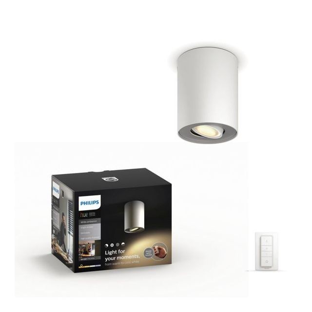 Lampe connectée Philips Hue White Ambiance PILLAR Spot 1x5.5W - Noir (télécommande incluse) - Bluetooth