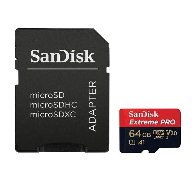 Sandisk - Carte micro SD 64 Go Extreme Pro + SD Adapter + Rescue Pro Deluxe 100MB/s A1 C10 V30 UHS-I U3 - Carte Micro SD